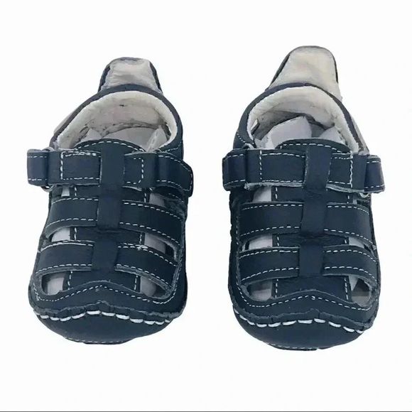 RILEYROOS SANDALS 3-6 MONTHS CHESSIE NAVY BABY WALKERS CLOSED TOE LEATHER SHOES - Picture 2 of 15